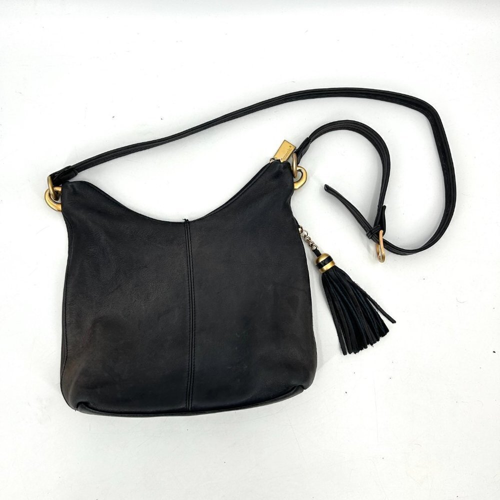 TIGNANELLO *FLAWED* Gray Leather Tassel Shoulder Bag Purse